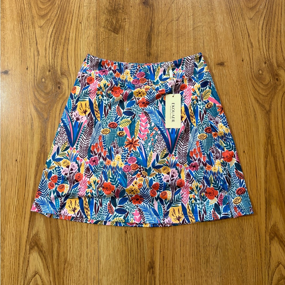 Multicolor Floral A-Line Skirt